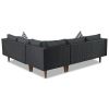 4-pieces Outdoor Wicker Sofa Set;  Patio Furniture with Colorful Pillows;  L-shape sofa set;  Gray cushions and Black Rattan