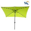 10 x 6.5t Rectangular Patio Solar LED Lighted Outdoor Umbrellas with Crank and Push Button Tilt for Garden Backyard Pool Swimming Pool